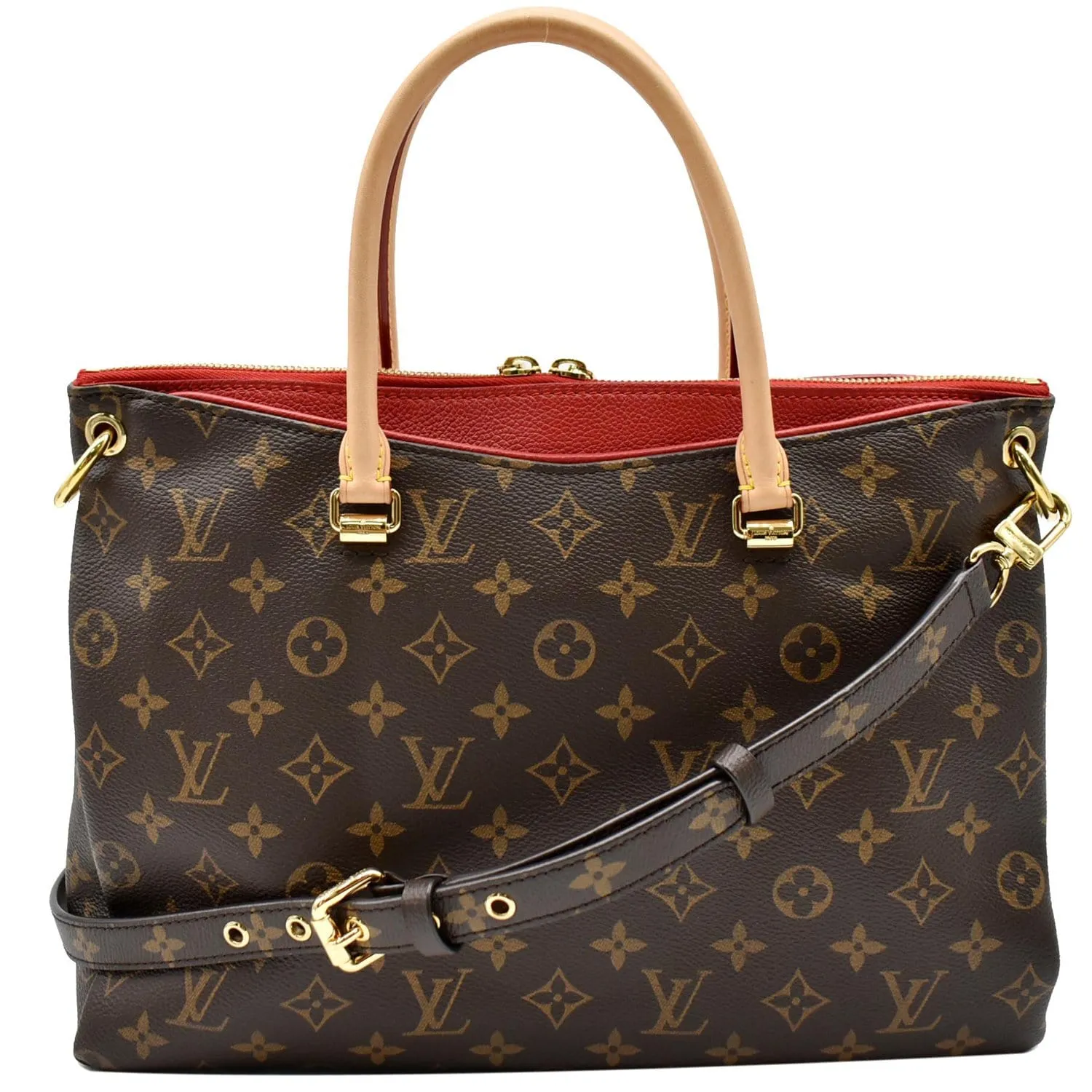 LOUIS VUITTON Pallas Monogram Canvas 2Way Shoulder Bag Red