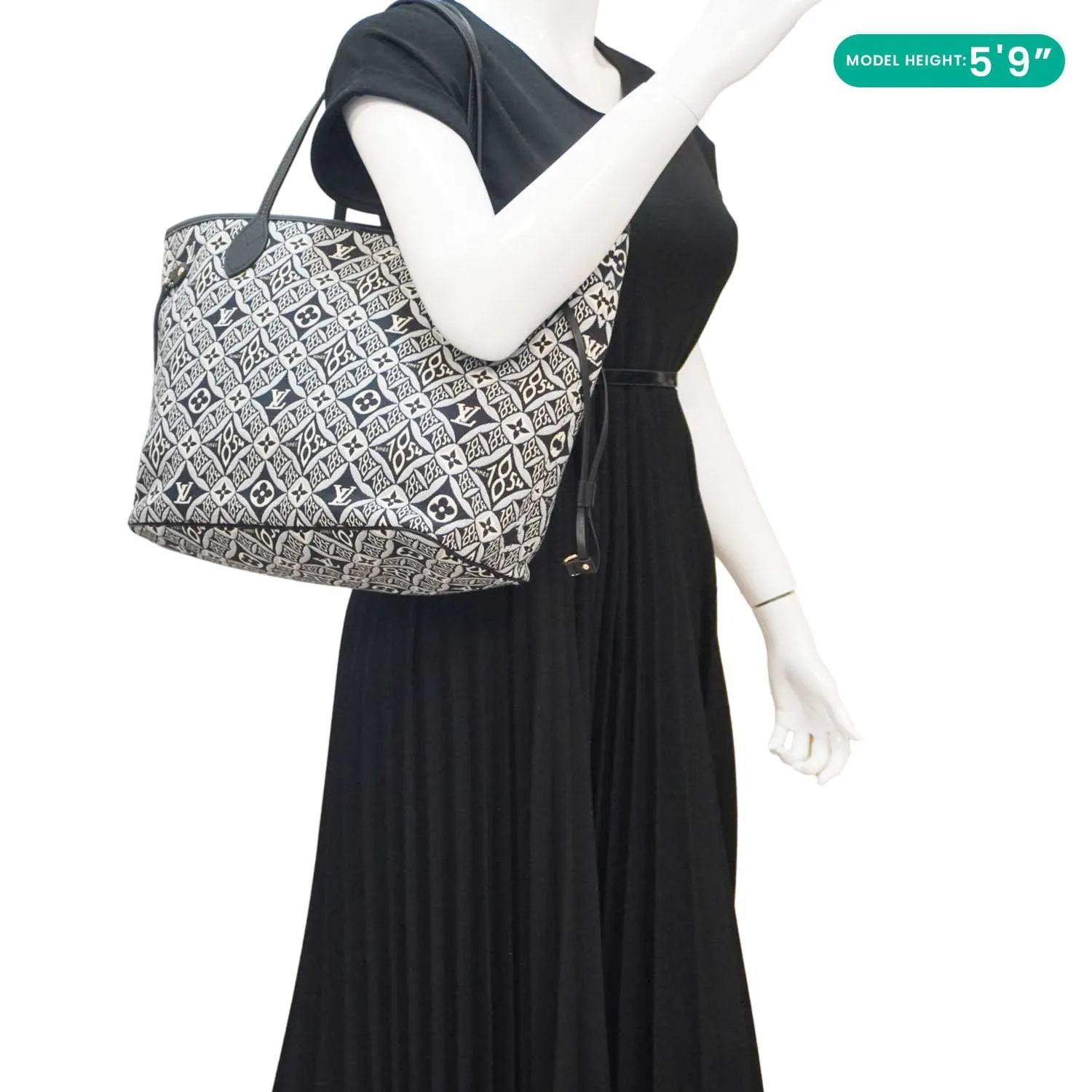 LOUIS VUITTON Since 1854 Neverfull MM Jacquard Shoulder Bag Black