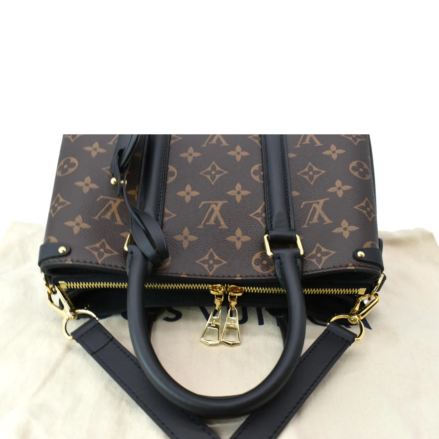 LOUIS VUITTON Soufflot BB Monogram Canvas Shoulder Crossbody Bag Black