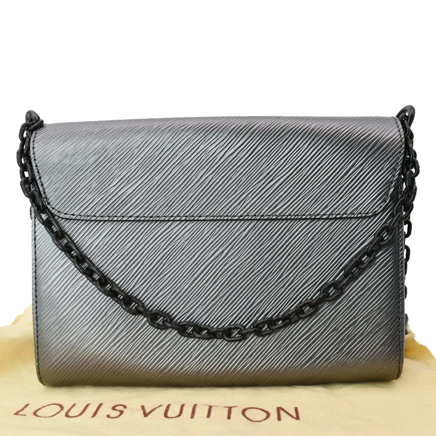 LOUIS VUITTON Twist MM Epi Patent Leather Shoulder Bag Silver