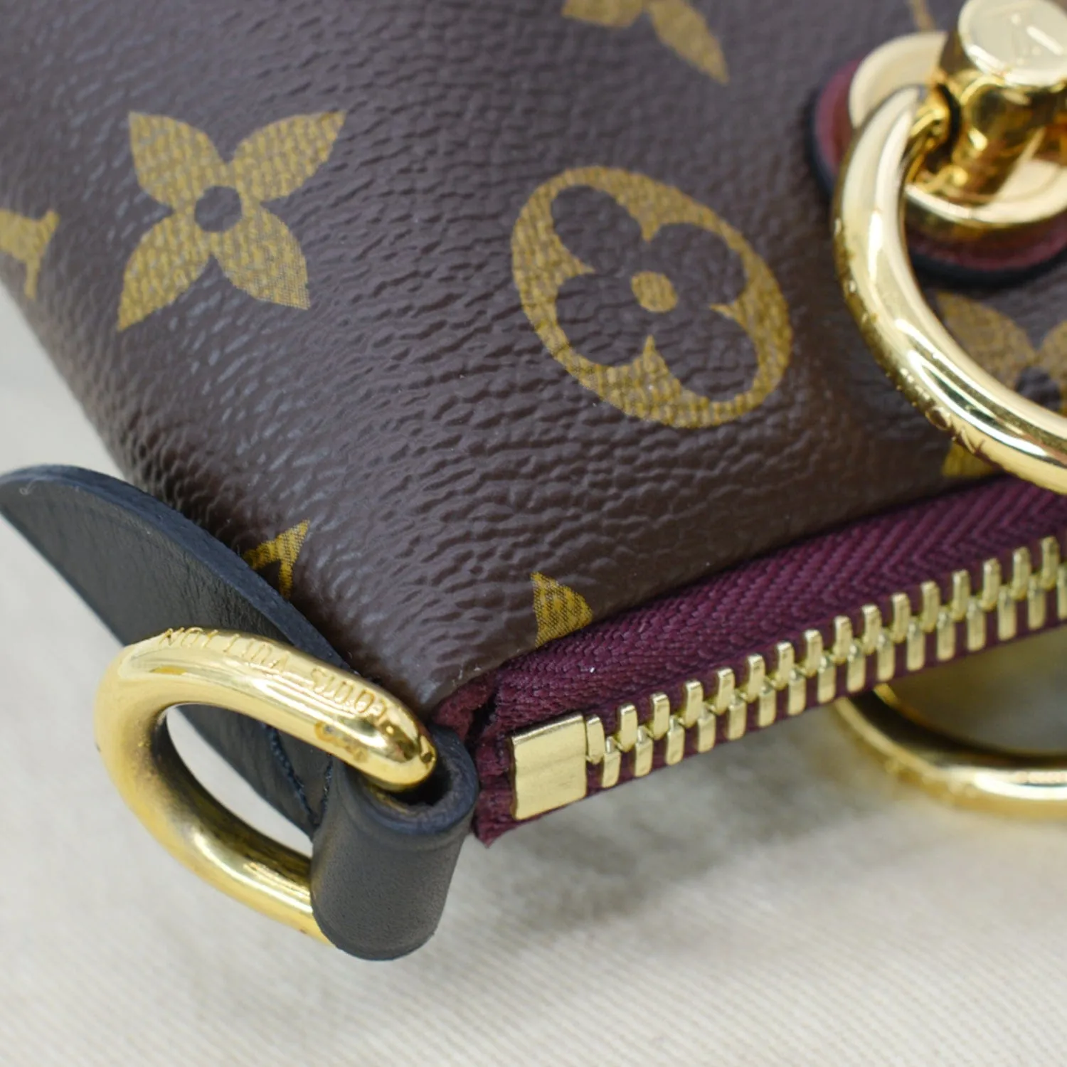 LOUIS VUITTON V MM Monogram Canvas Tote Shoulder Bag Bordeaux