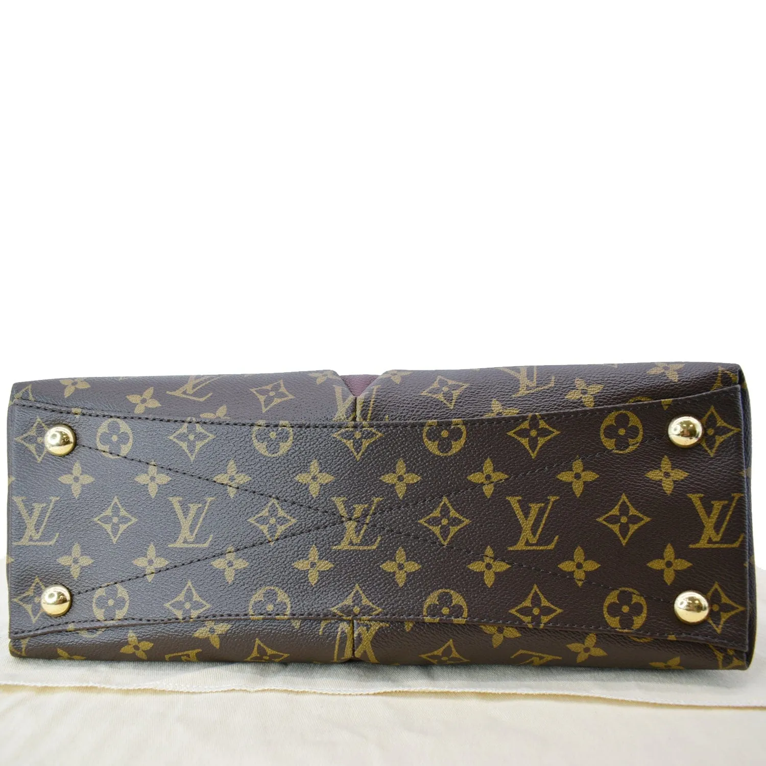 LOUIS VUITTON V MM Monogram Canvas Tote Shoulder Bag Bordeaux