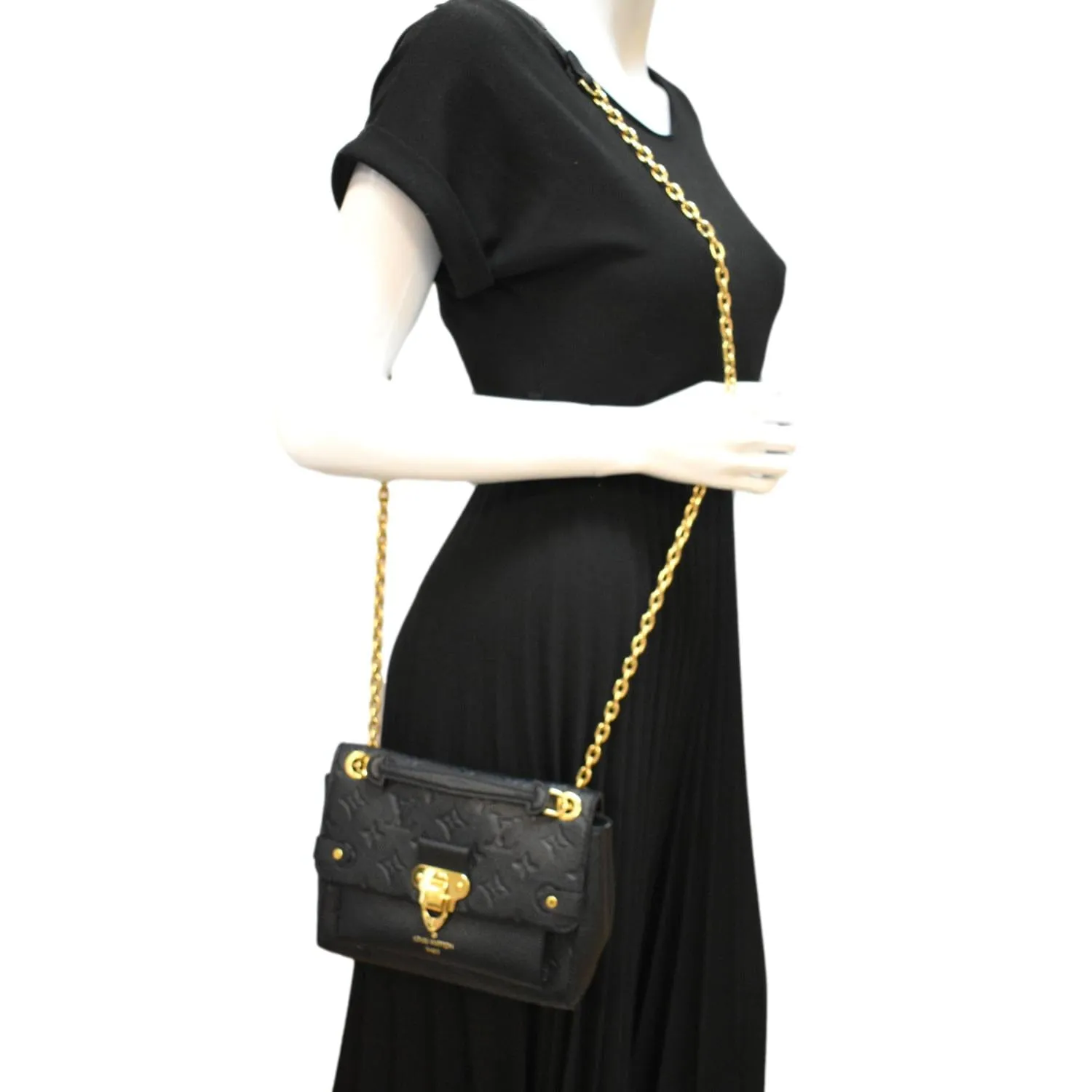 LOUIS VUITTON Vavin BB Monogram Empreinte Leather Shoulder Bag Black