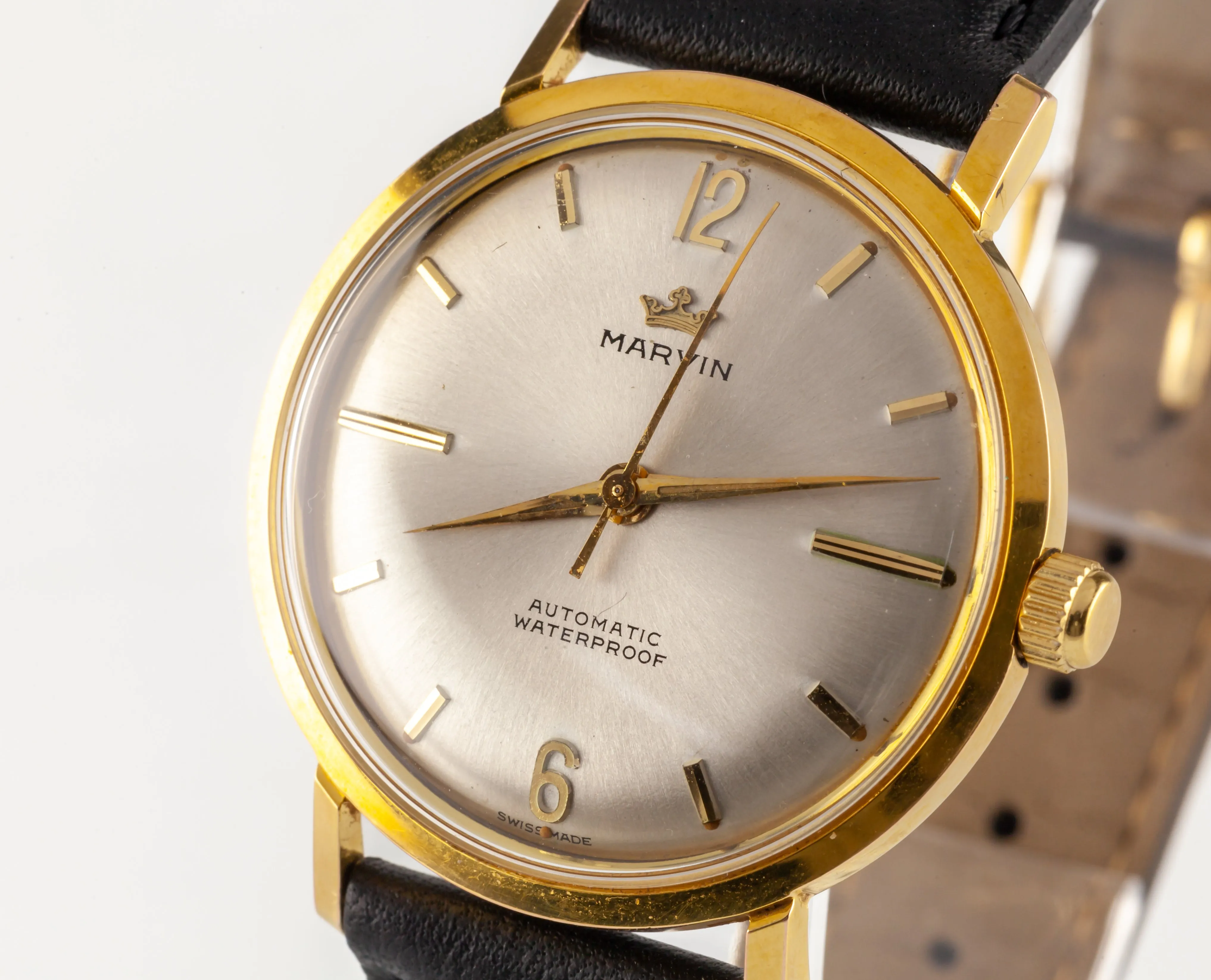 Marvin Gold-Plated Automatic Watch w/ Leather Band Cal #777