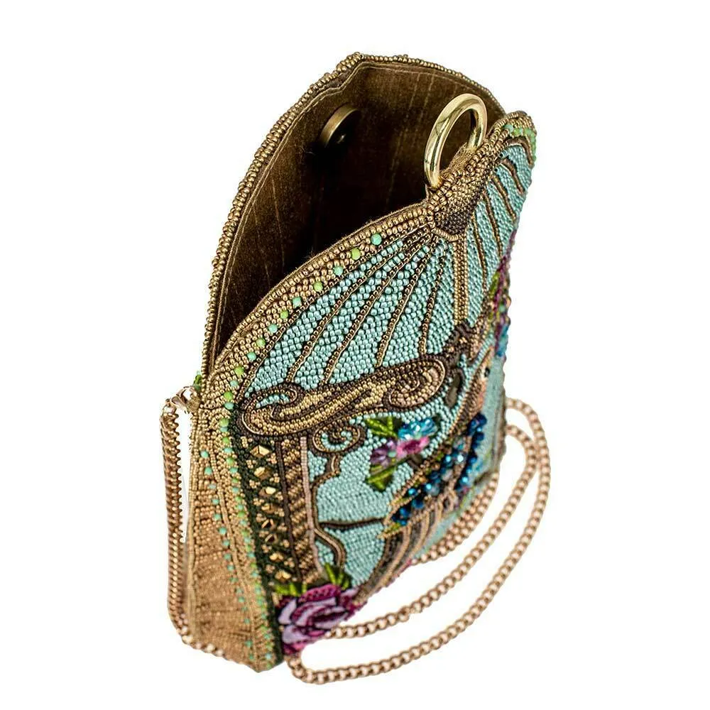 Mary Frances Pretty Parrot Beaded Crossbody Handbag Bird Bag Pink Gold Zip New