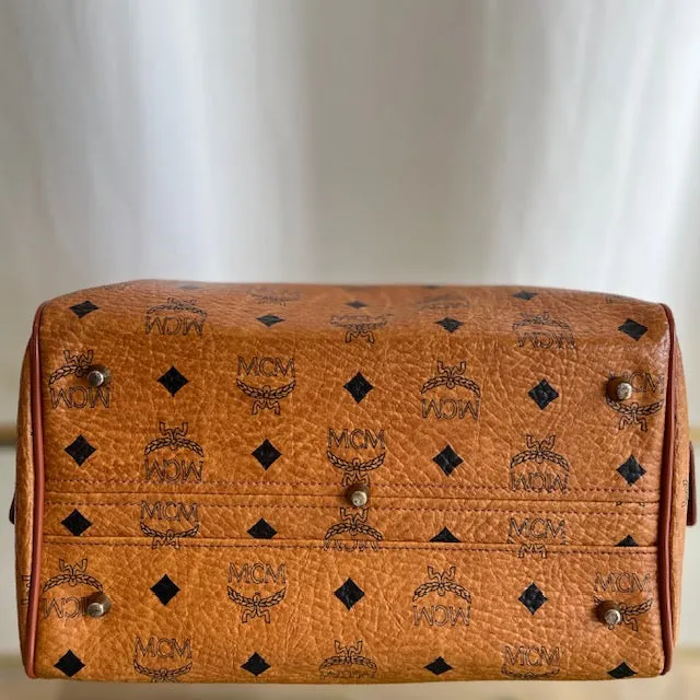 MCM Brown Visetos Canvas Leather Satchel