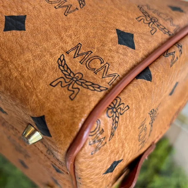 MCM Brown Visetos Canvas Leather Satchel