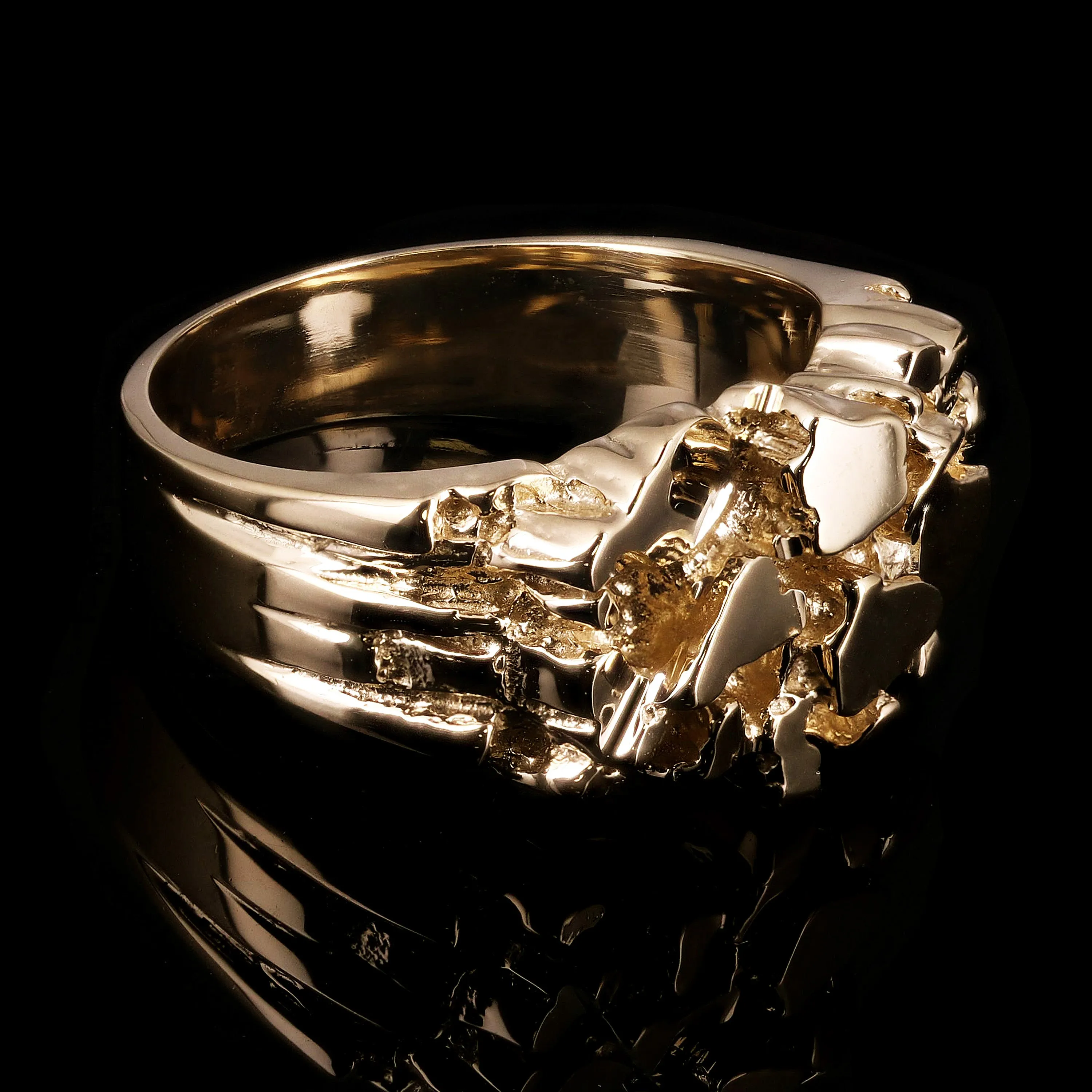 Men's 10k Yellow Gold Solid Chunky Nugget Ring 8mm Various Sizes