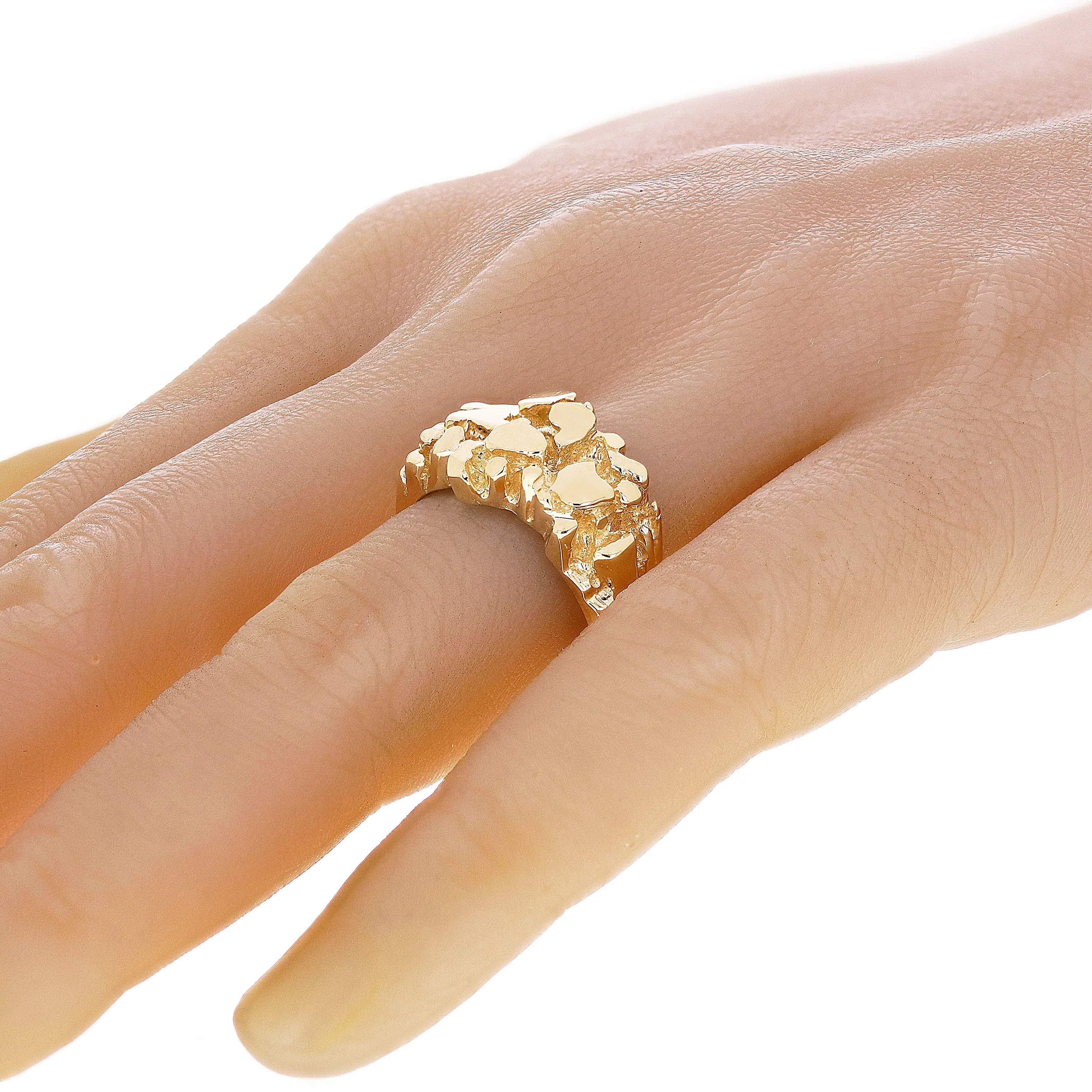Men's 10k Yellow Gold Solid Chunky Nugget Ring 8mm Various Sizes