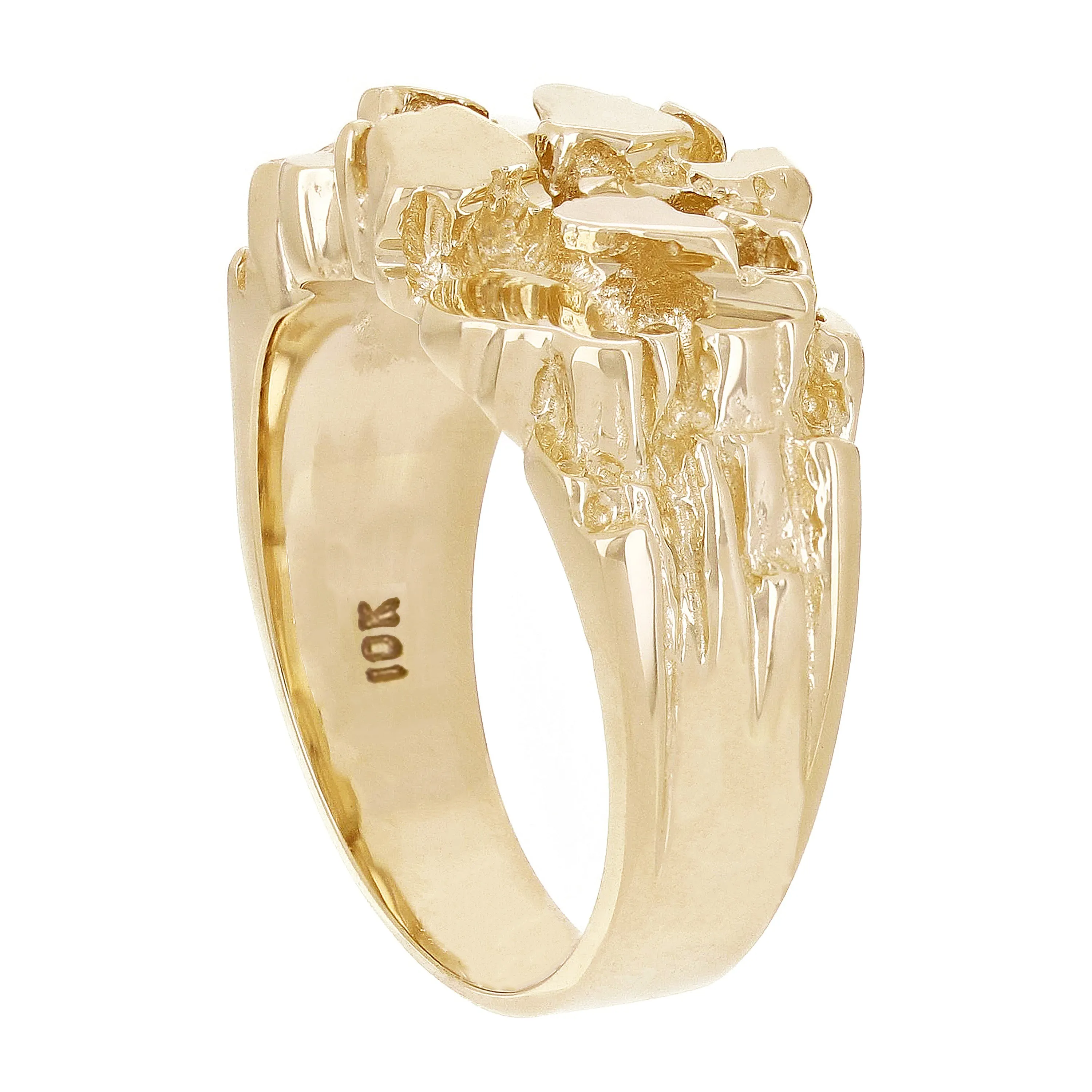 Men's 10k Yellow Gold Solid Chunky Nugget Ring 8mm Various Sizes