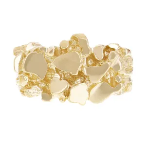 Men's 10k Yellow Gold Solid Chunky Nugget Ring 8mm Various Sizes