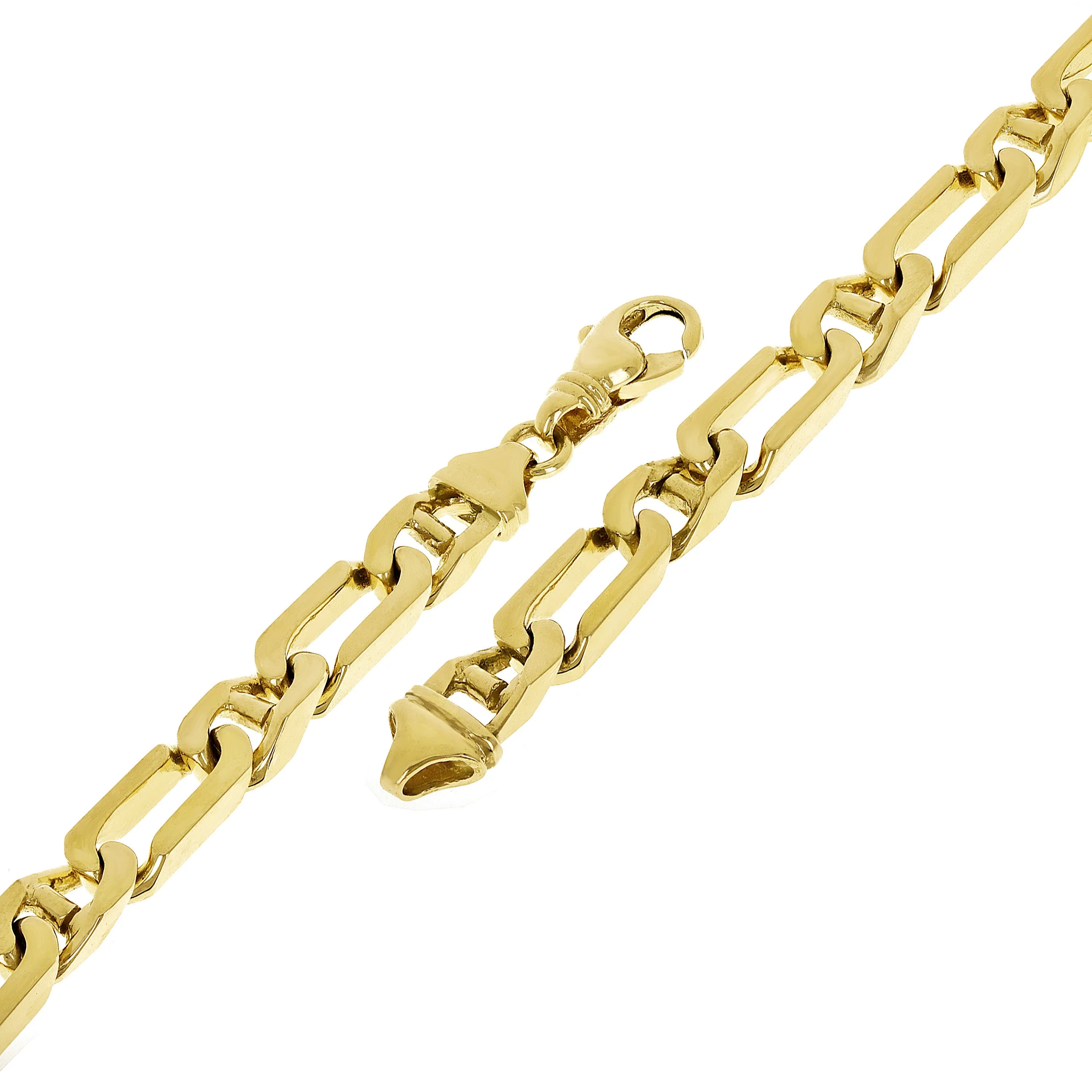 Men's 14k Yellow Gold Solid Figaro Anchor Mariner Bracelet 7.5" 7.5mm 31.6 grams