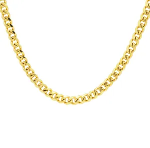 Men's 7mm Gold Plated Stainless Steel Curb 24" Link Chain Necklace