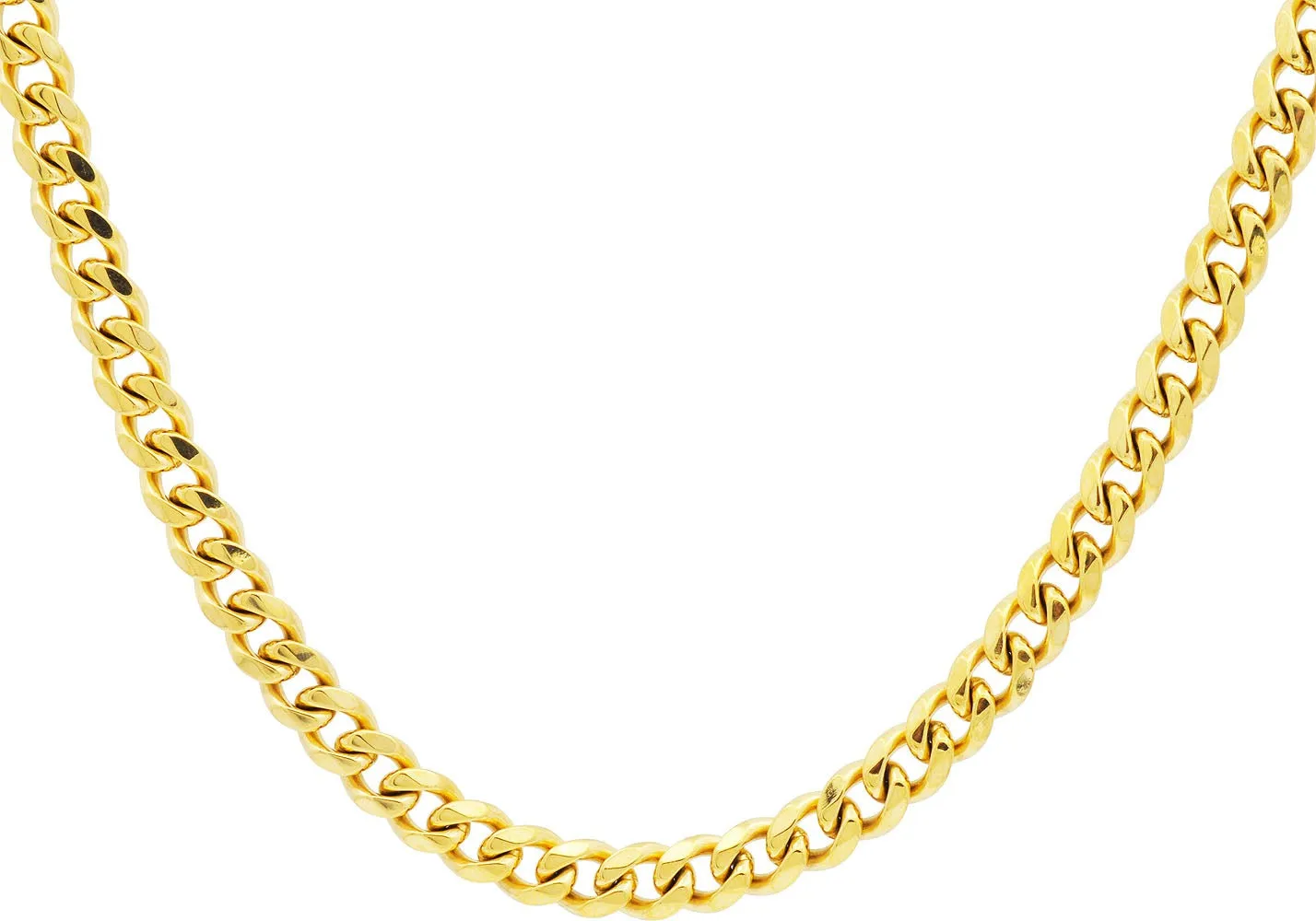Men's 7mm Gold Plated Stainless Steel Curb 24" Link Chain Necklace