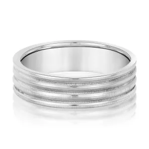 Men's Alternating Milgrain Rows and Fine Textured Layers Band