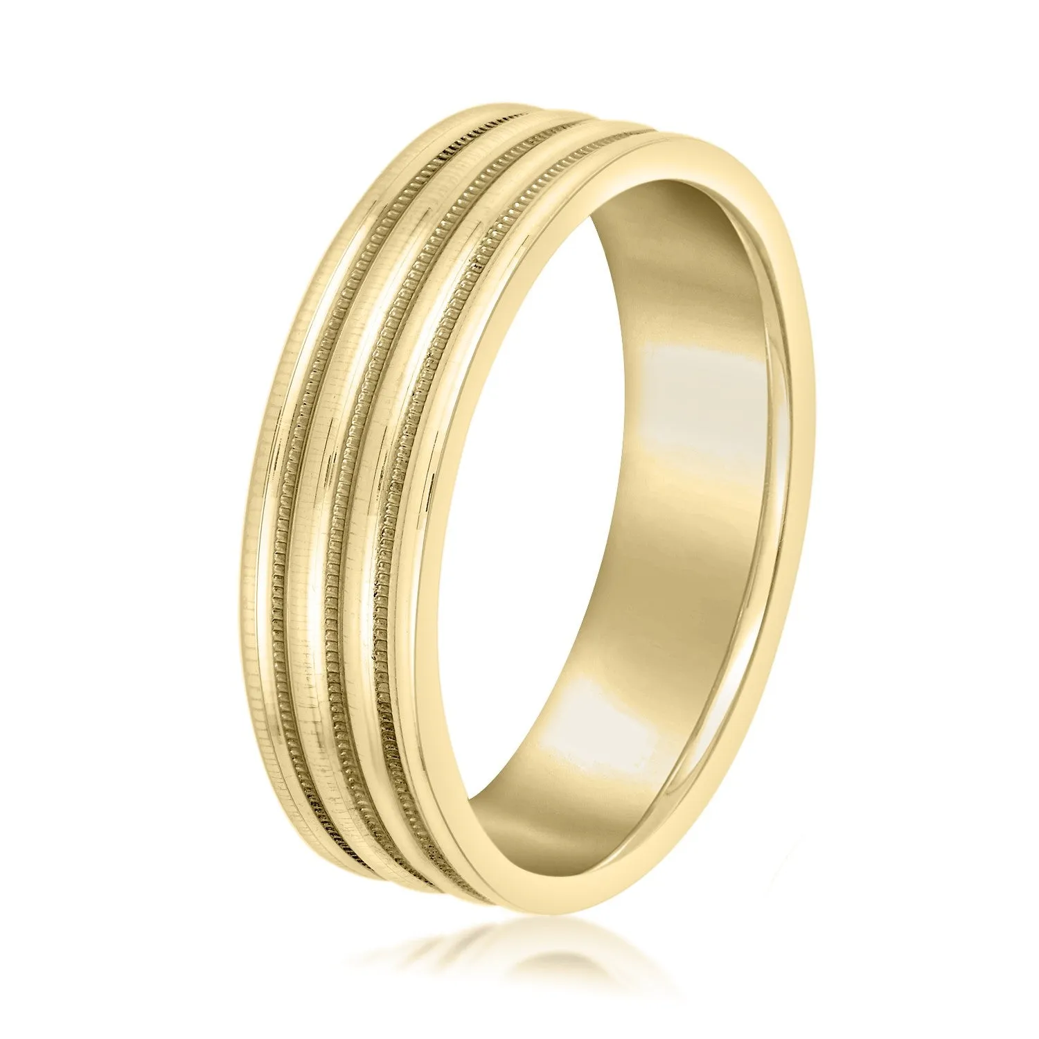 Men's Alternating Milgrain Rows and Fine Textured Layers Band