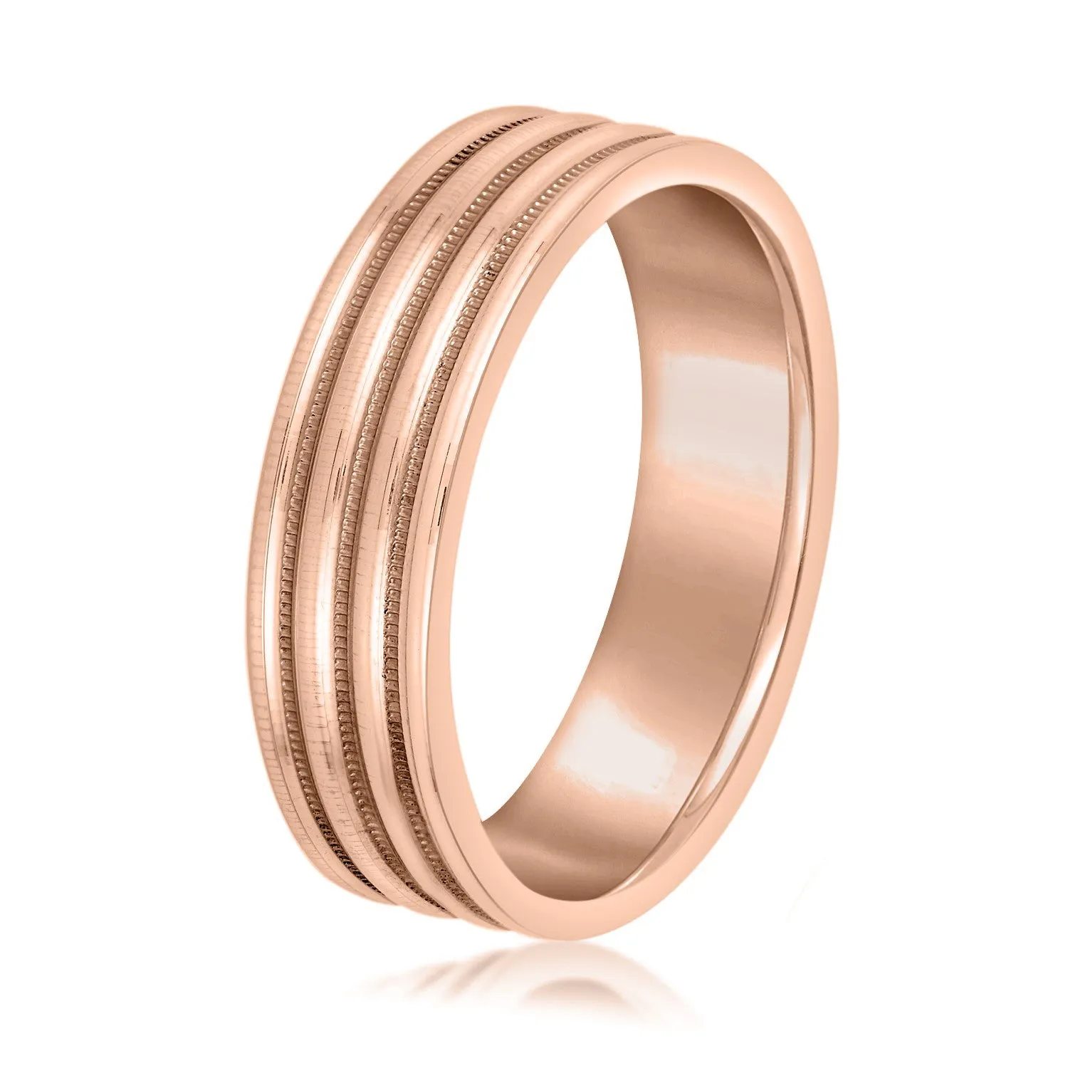 Men's Alternating Milgrain Rows and Fine Textured Layers Band