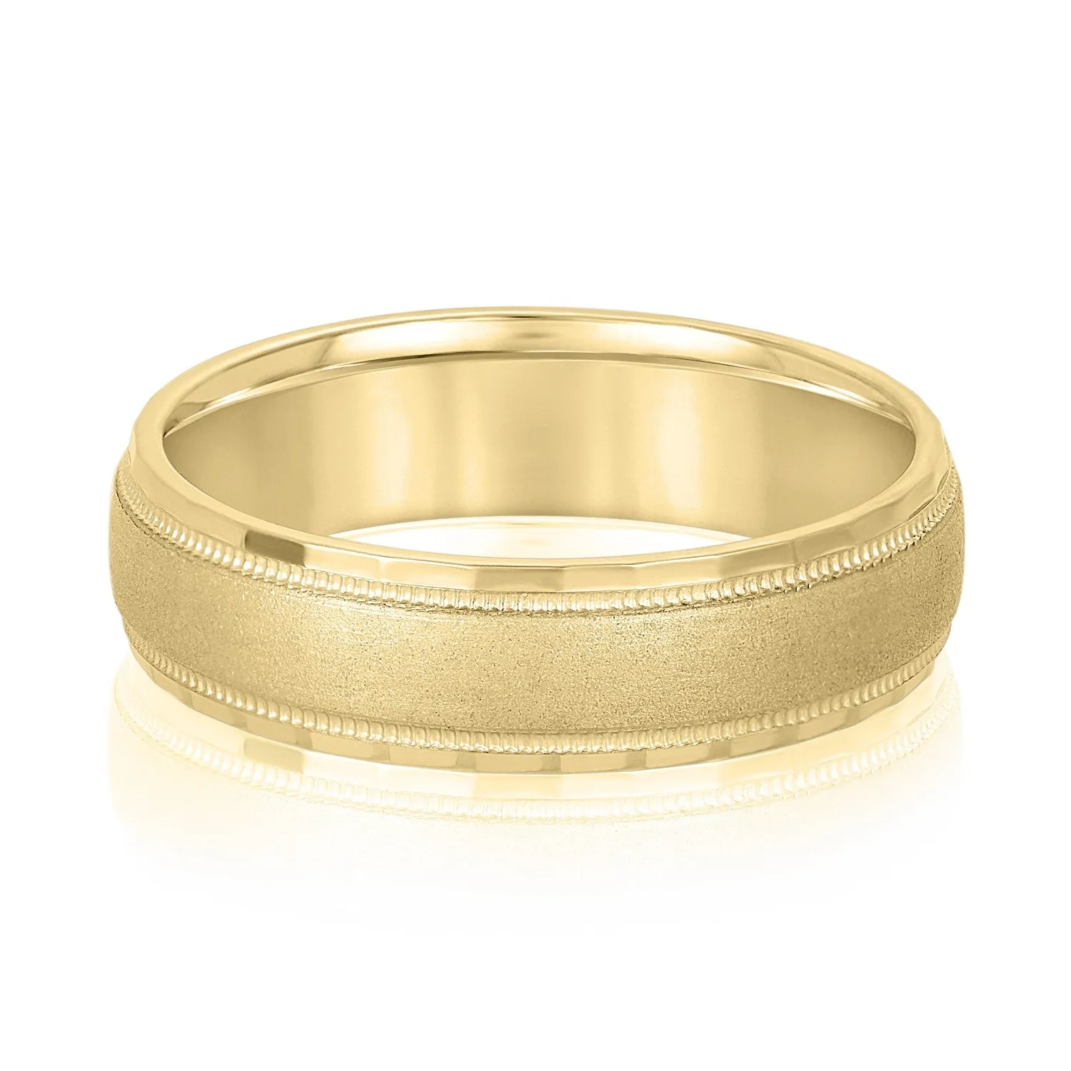 Men's Band Brushed Center with Milgrain and Step Cut Edges