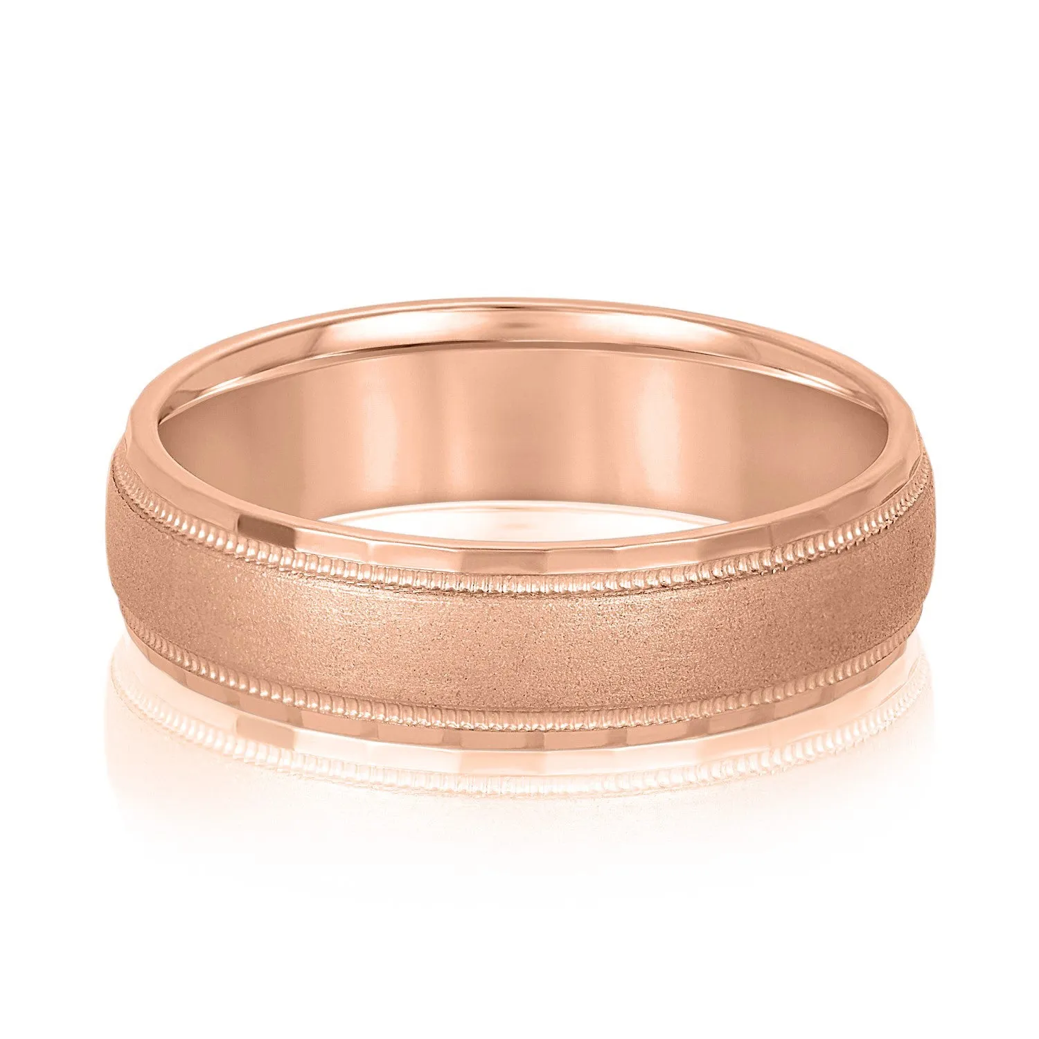 Men's Band Brushed Center with Milgrain and Step Cut Edges