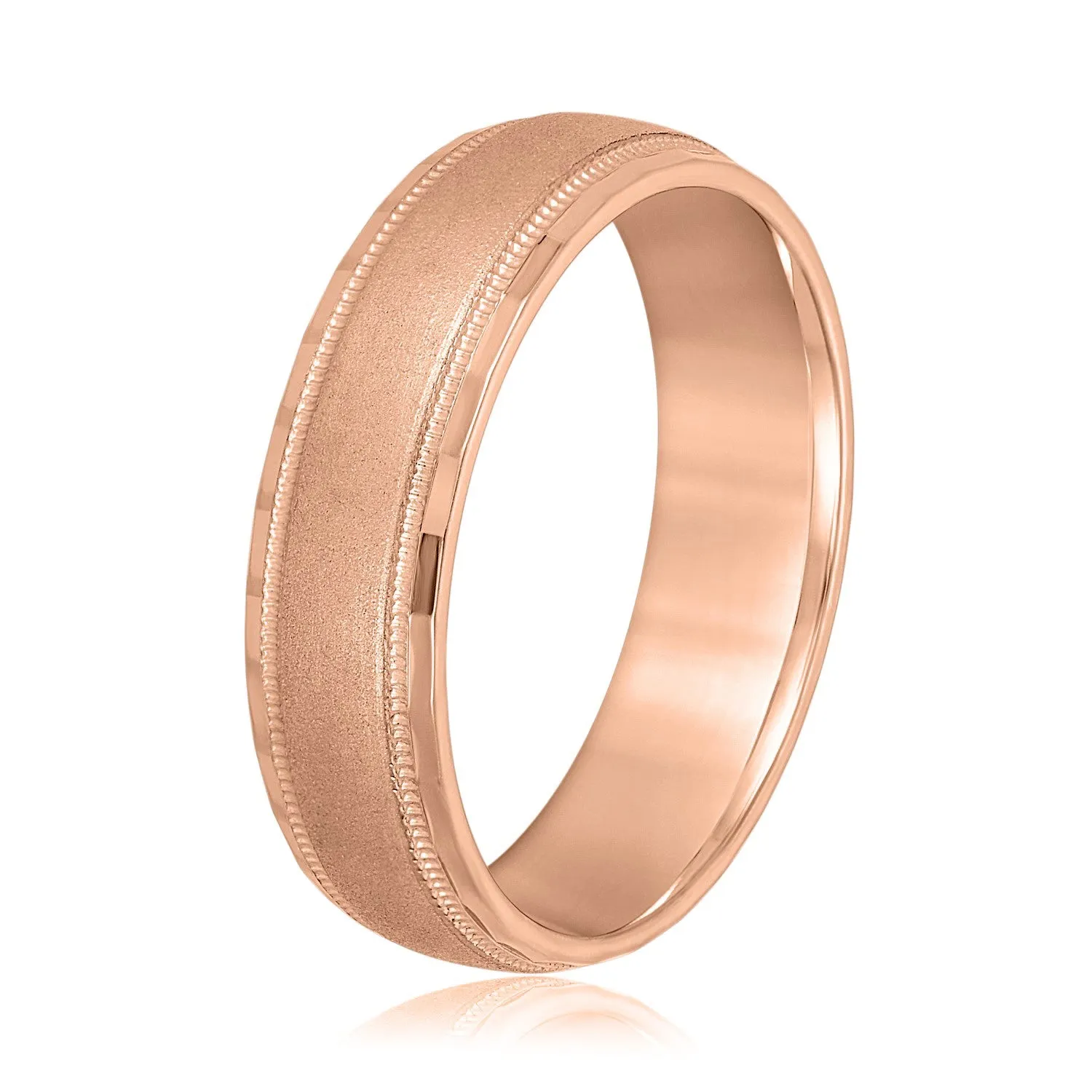 Men's Band Brushed Center with Milgrain and Step Cut Edges