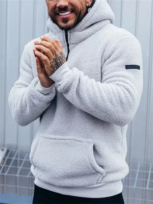 Men's Fashion Warm Plush Sports Hoodies for Winter
