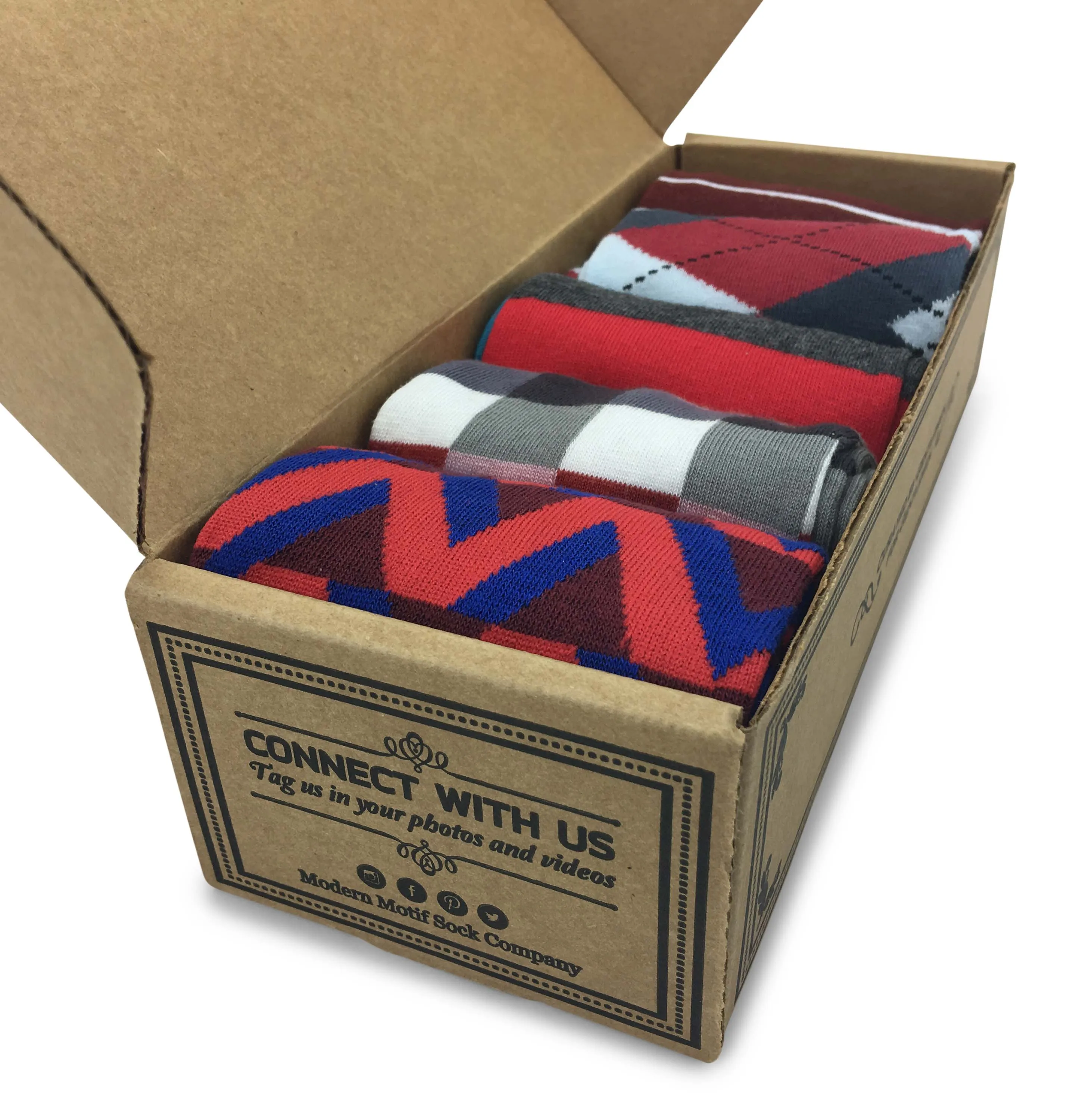 Mens Funky Fun Colorful Socks - Wright Foot - Premium Cotton Socks