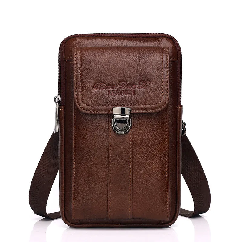 Men's Genuine Leather Multifunctional Mobile Cowhide Bags