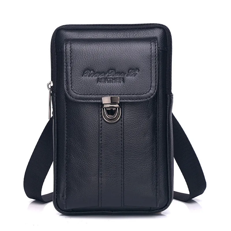 Men's Genuine Leather Multifunctional Mobile Cowhide Bags