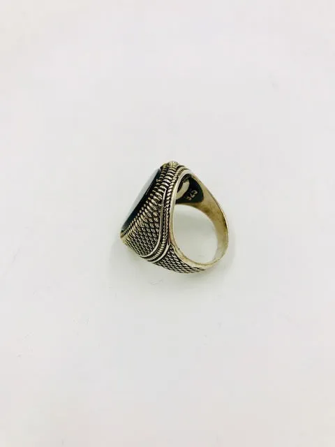 Men's Oval Onyx Silver Ring (9.5)
