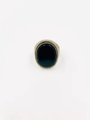 Men's Oval Onyx Silver Ring (9.5)