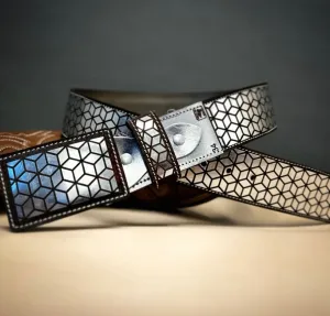 Men's Silver Laser Western Belt