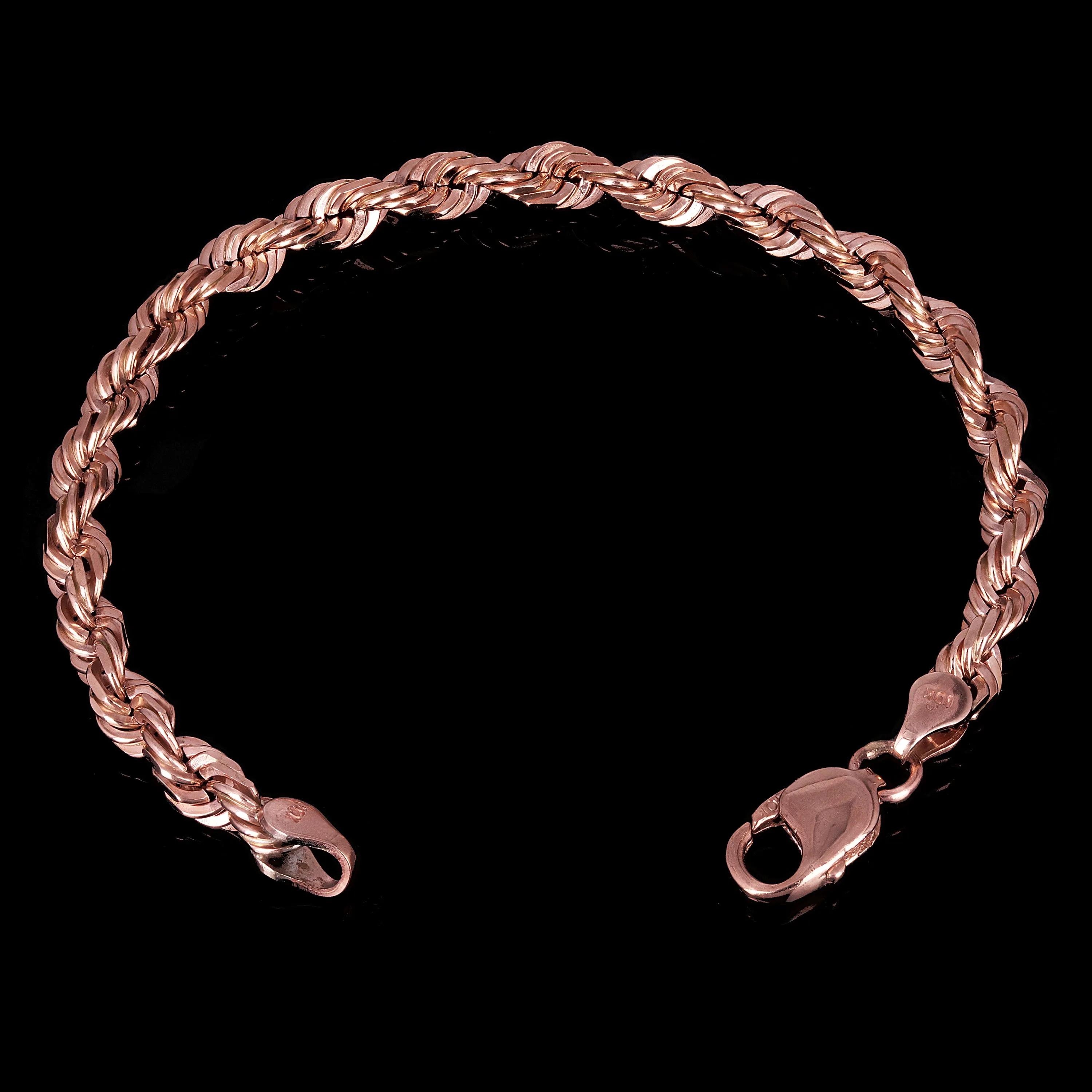 Men's Solid 10k Yellow Gold Diamond Cut Rope Chain Bracelet 6mm Various Lengths