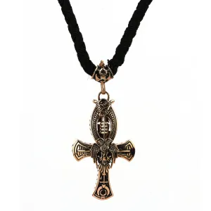 Men's Sterling Silver Ancient Egyptian Collection Ankh Anahari Necklace