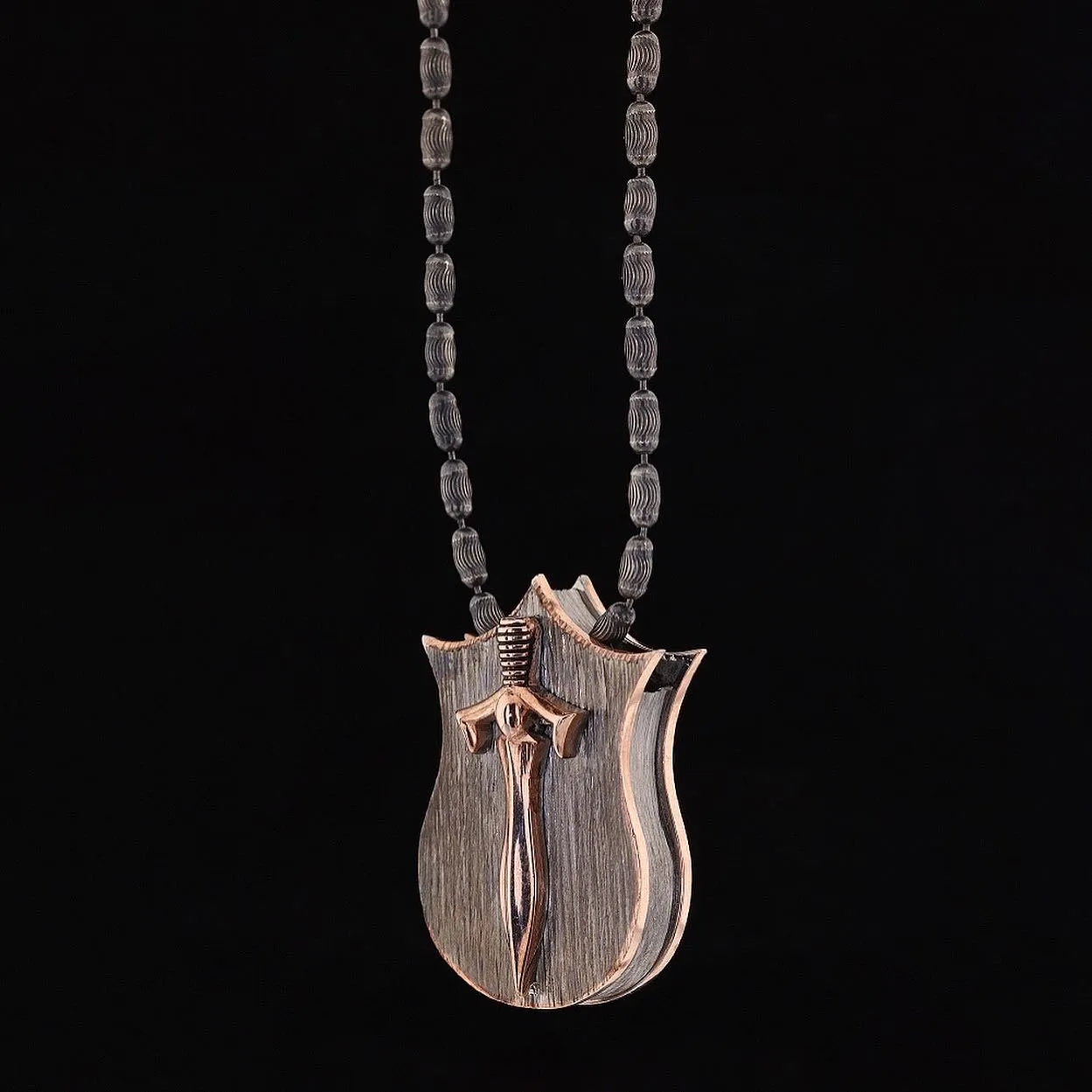 Men's Sterling Silver Lock And Sword Necklace