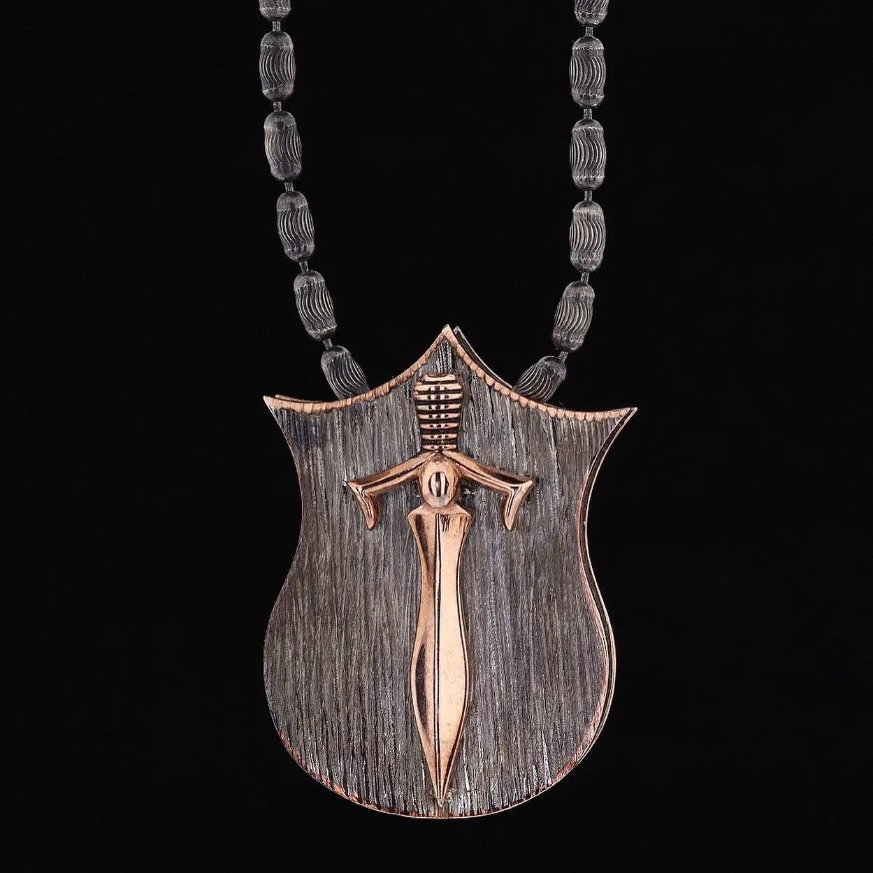 Men's Sterling Silver Lock And Sword Necklace