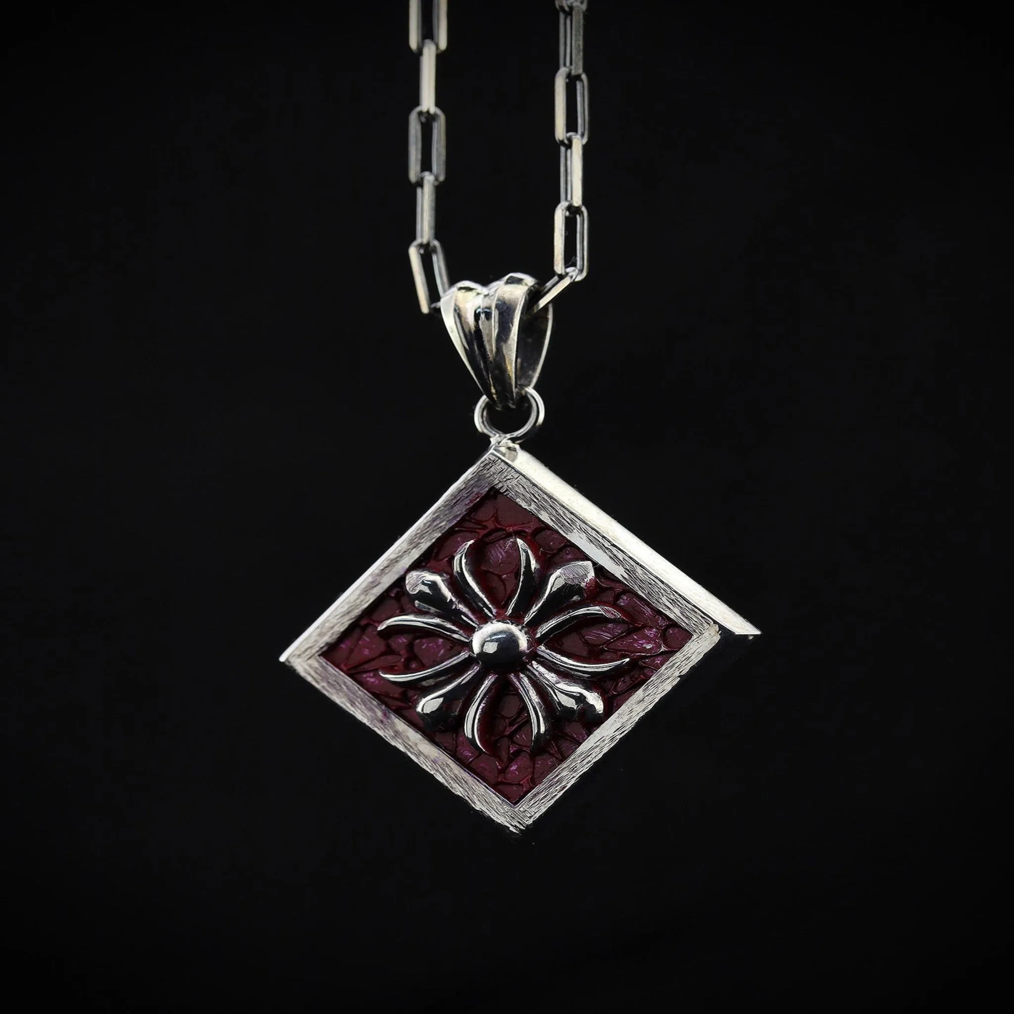 Men's Sterling Silver Necklace with Ornaments