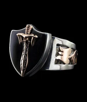 Men's Sterling Silver  Shield Ring