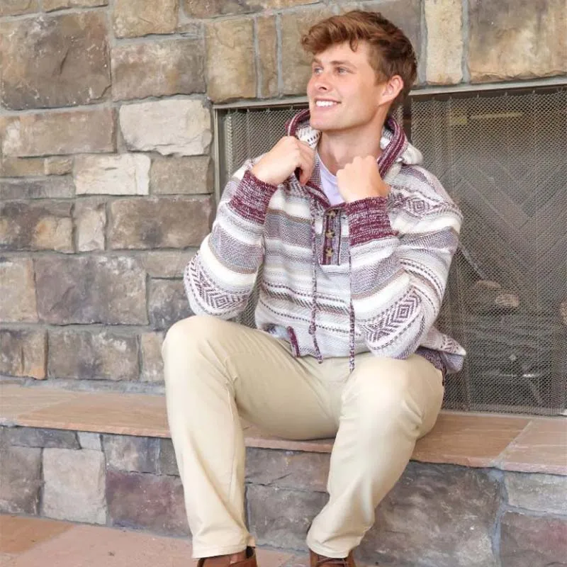 Men's Sweater Hoodie in Maroon Multi
