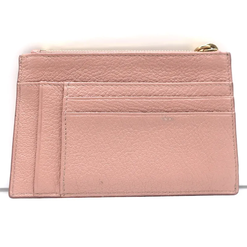 Miu Miu Zip Card Holder Wallet Rose Pink Madras Leather