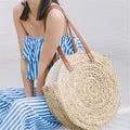 Moroccan Palm Basket Bag Hand Woven Round Straw Bags