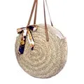 Moroccan Palm Basket Bag Hand Woven Round Straw Bags