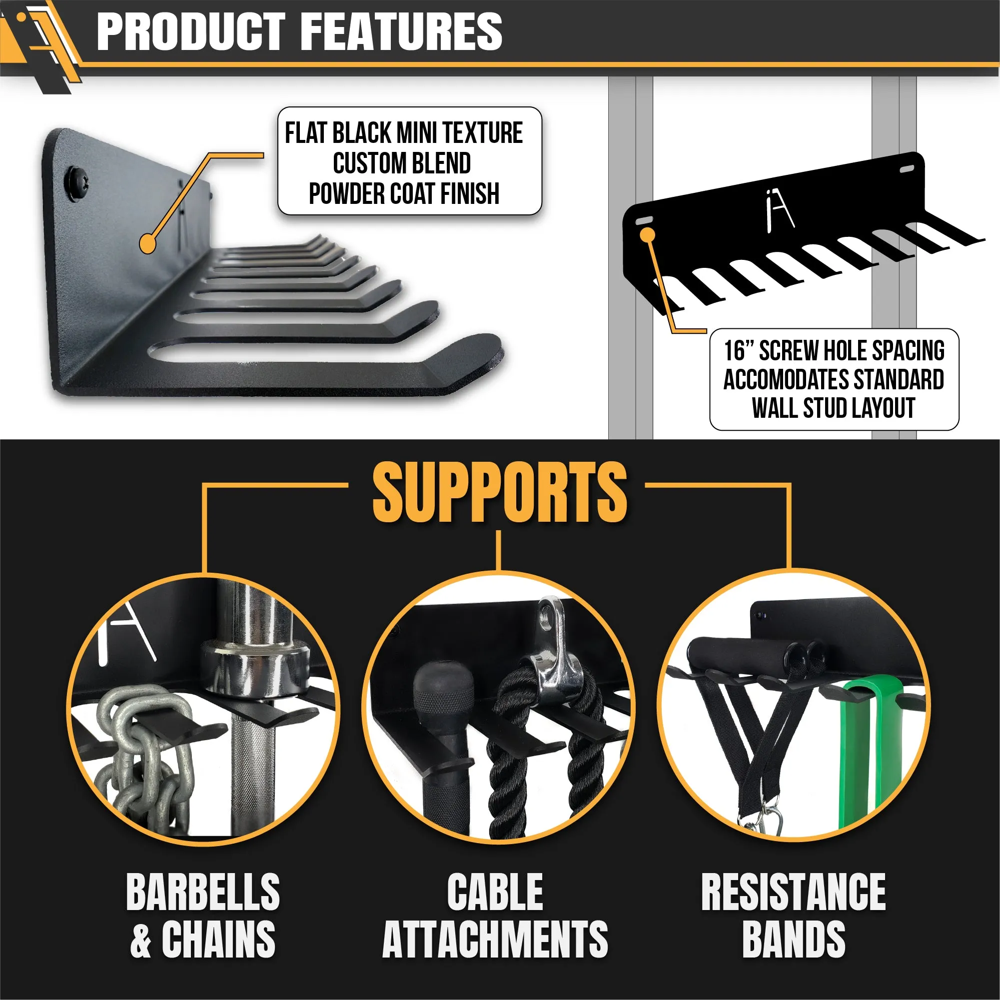 Multi-Purpose Gym Storage Rack, 9 prong, 17 inch