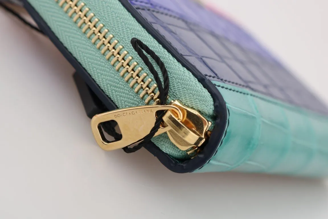 Multicolor Alligator Crocodile Leather Continental Wallet