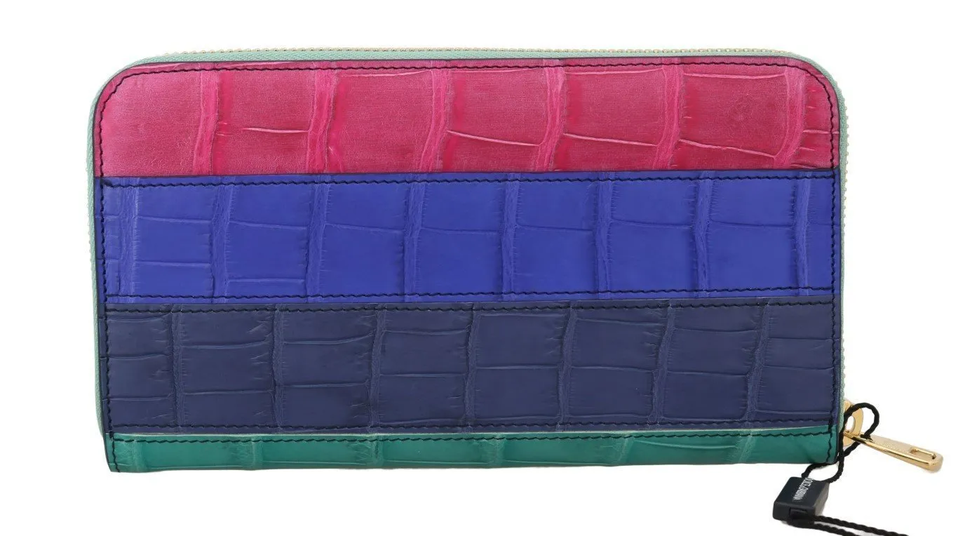 Multicolor Alligator Crocodile Leather Continental Wallet