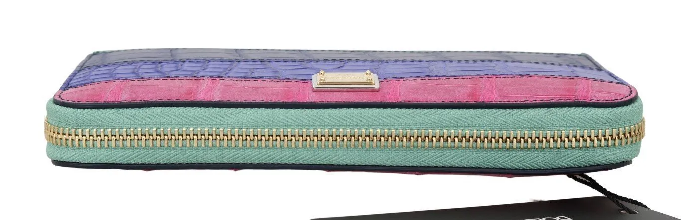 Multicolor Alligator Crocodile Leather Continental Wallet
