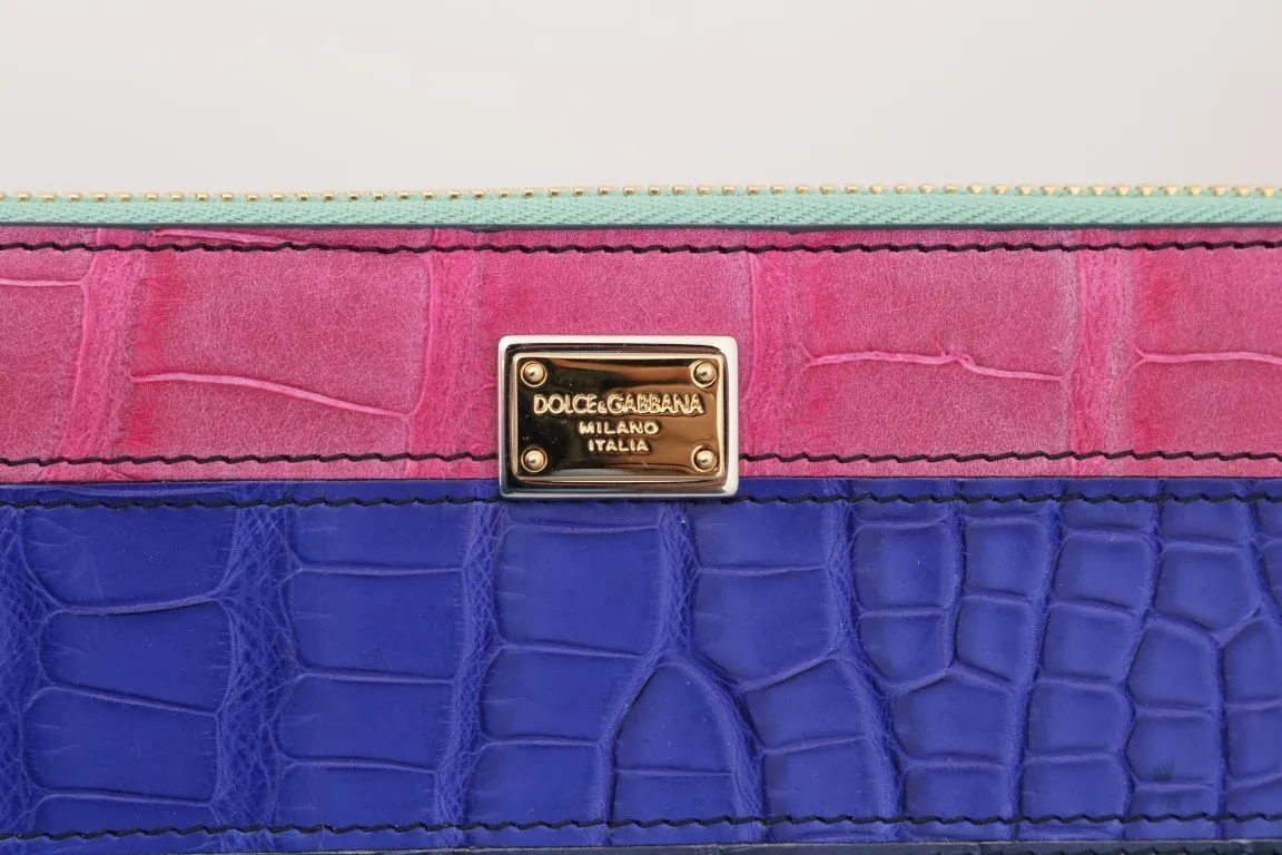 Multicolor Alligator Crocodile Leather Continental Wallet
