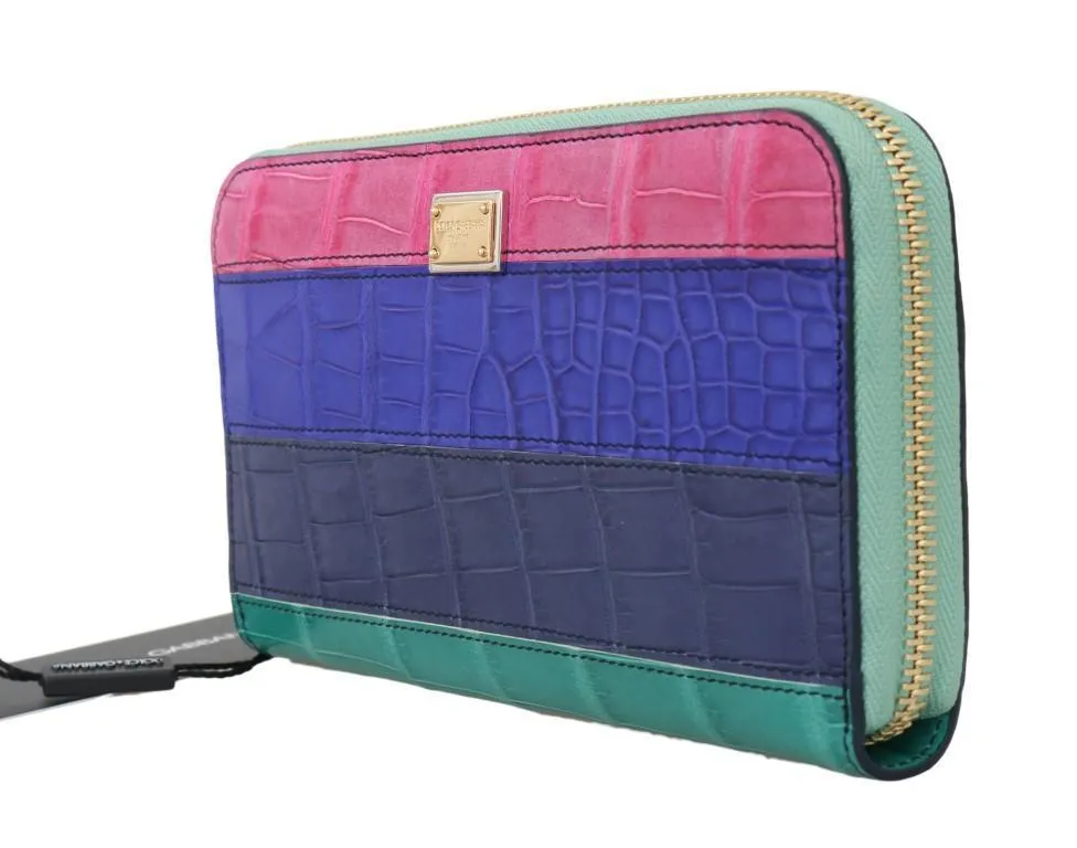 Multicolor Alligator Crocodile Leather Continental Wallet