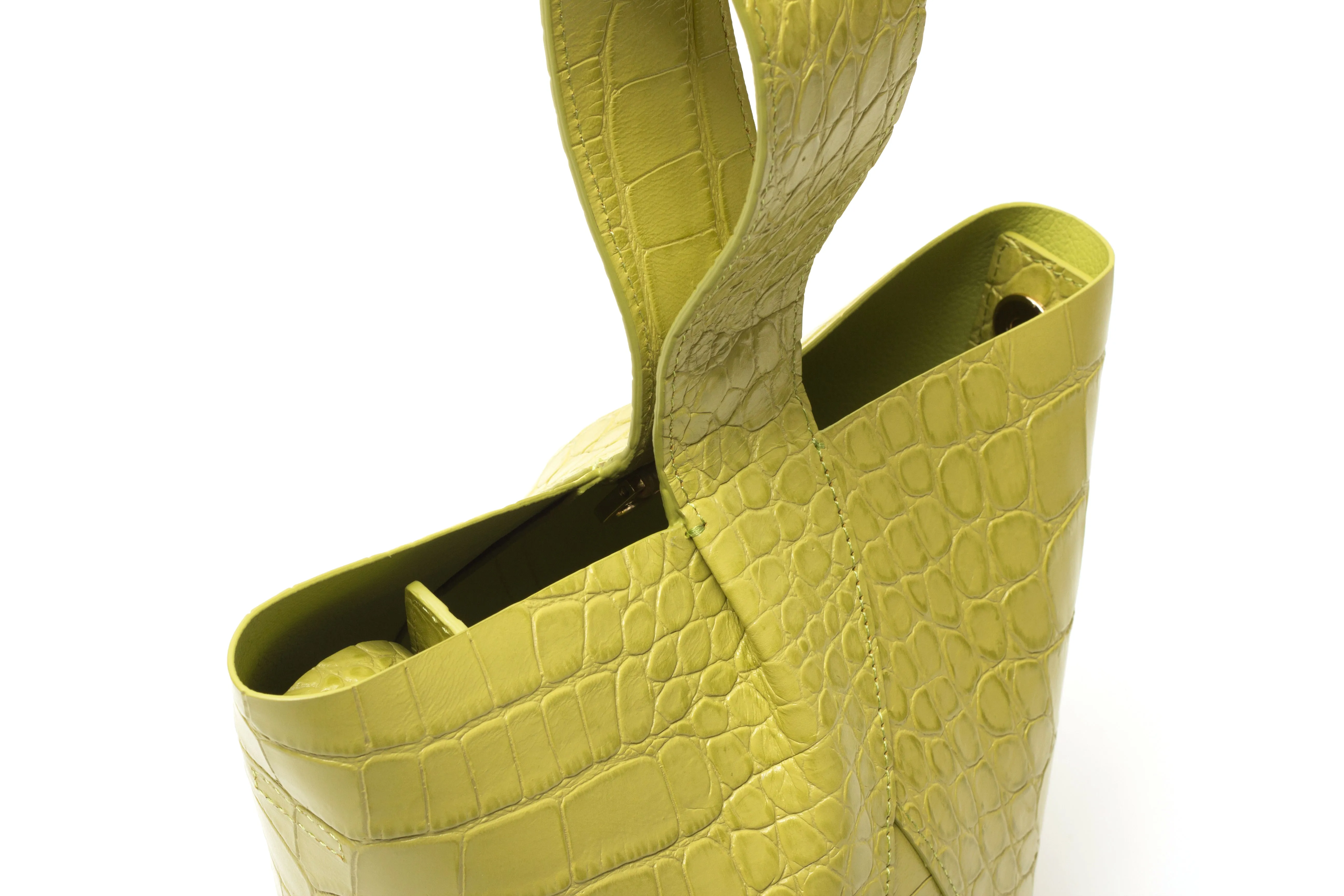 Nº49 Cross Handle Bucket - Chartreuse Croc
