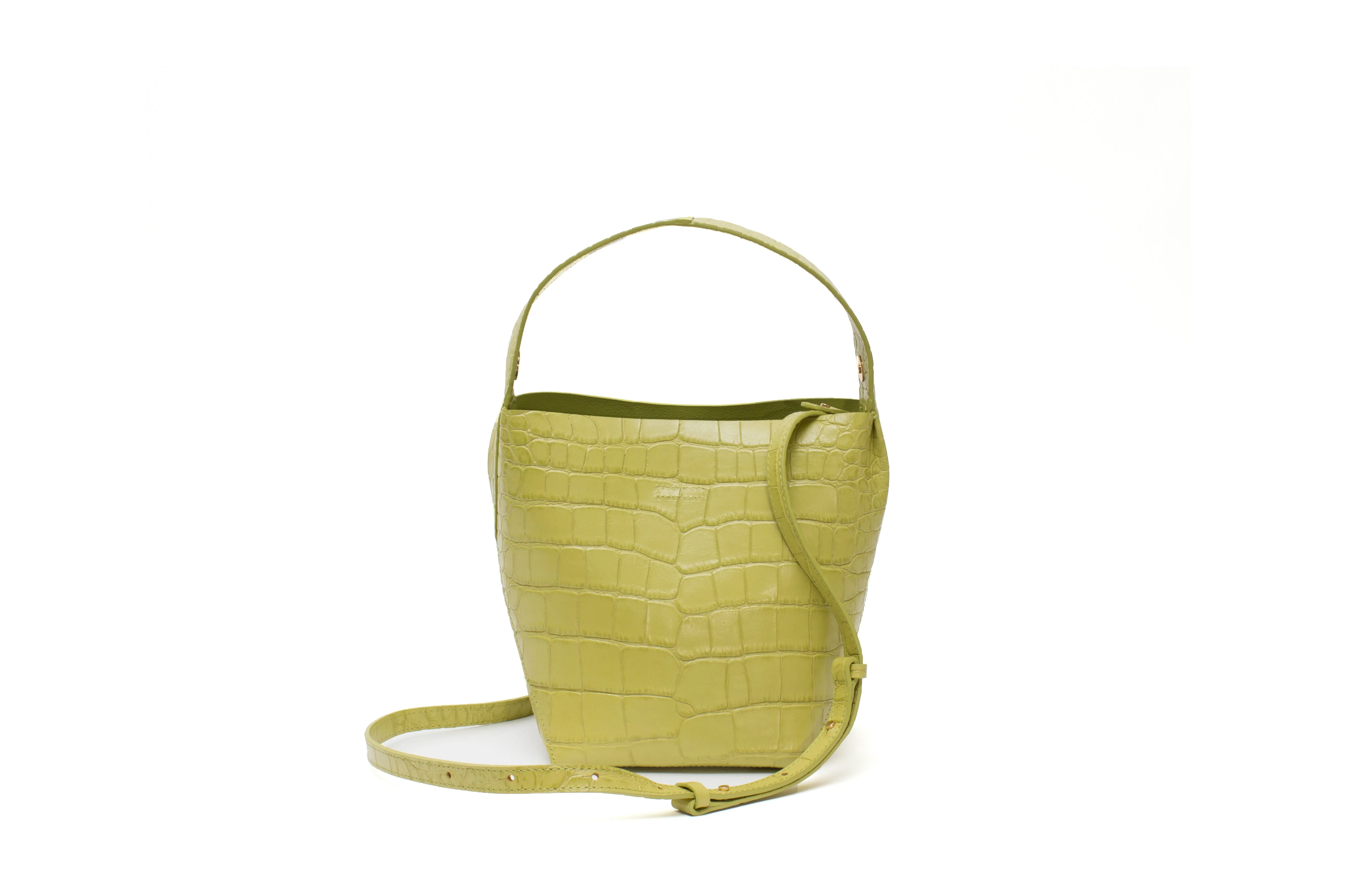 Nº49 Cross Handle Bucket - Chartreuse Croc