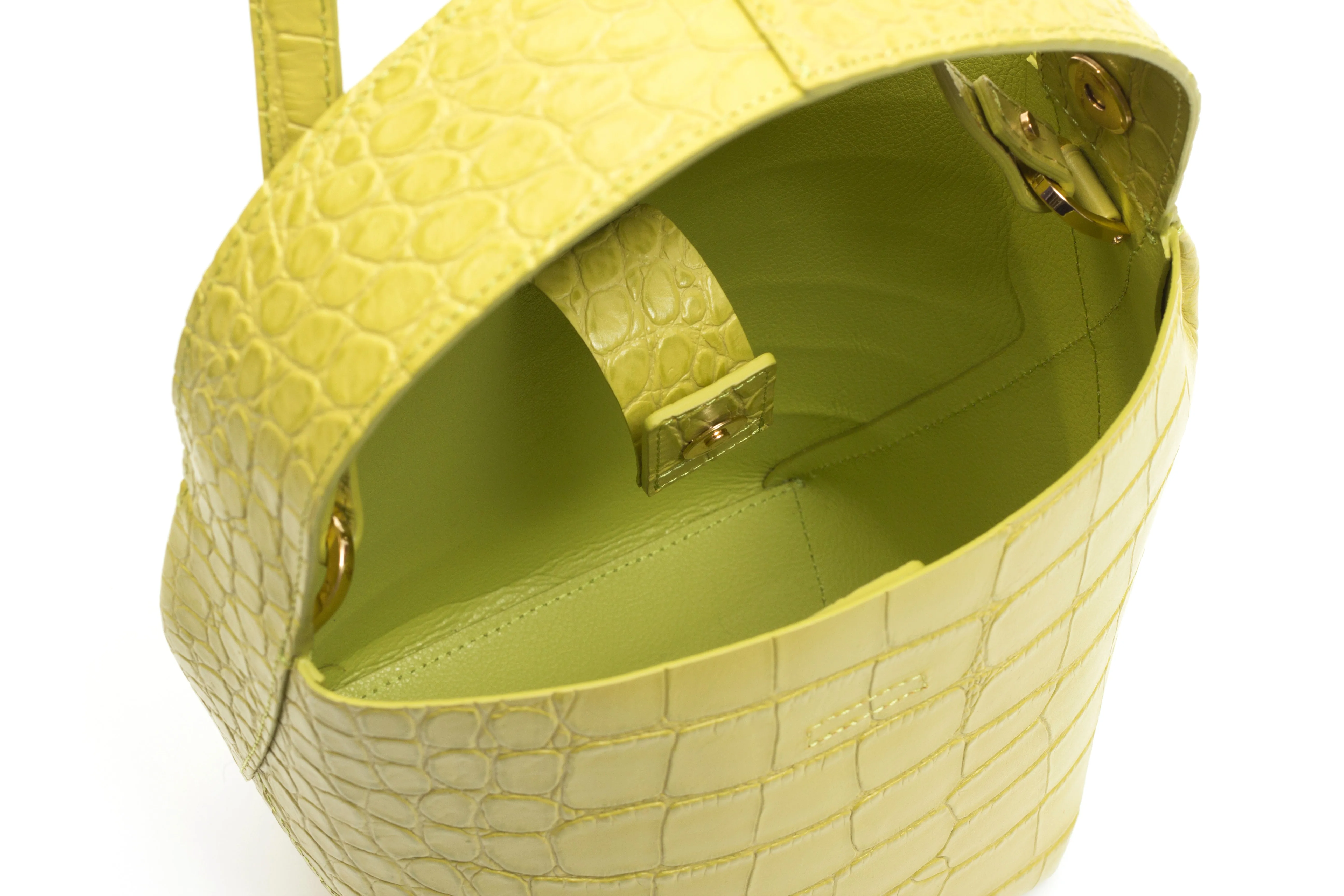 Nº49 Cross Handle Bucket - Chartreuse Croc